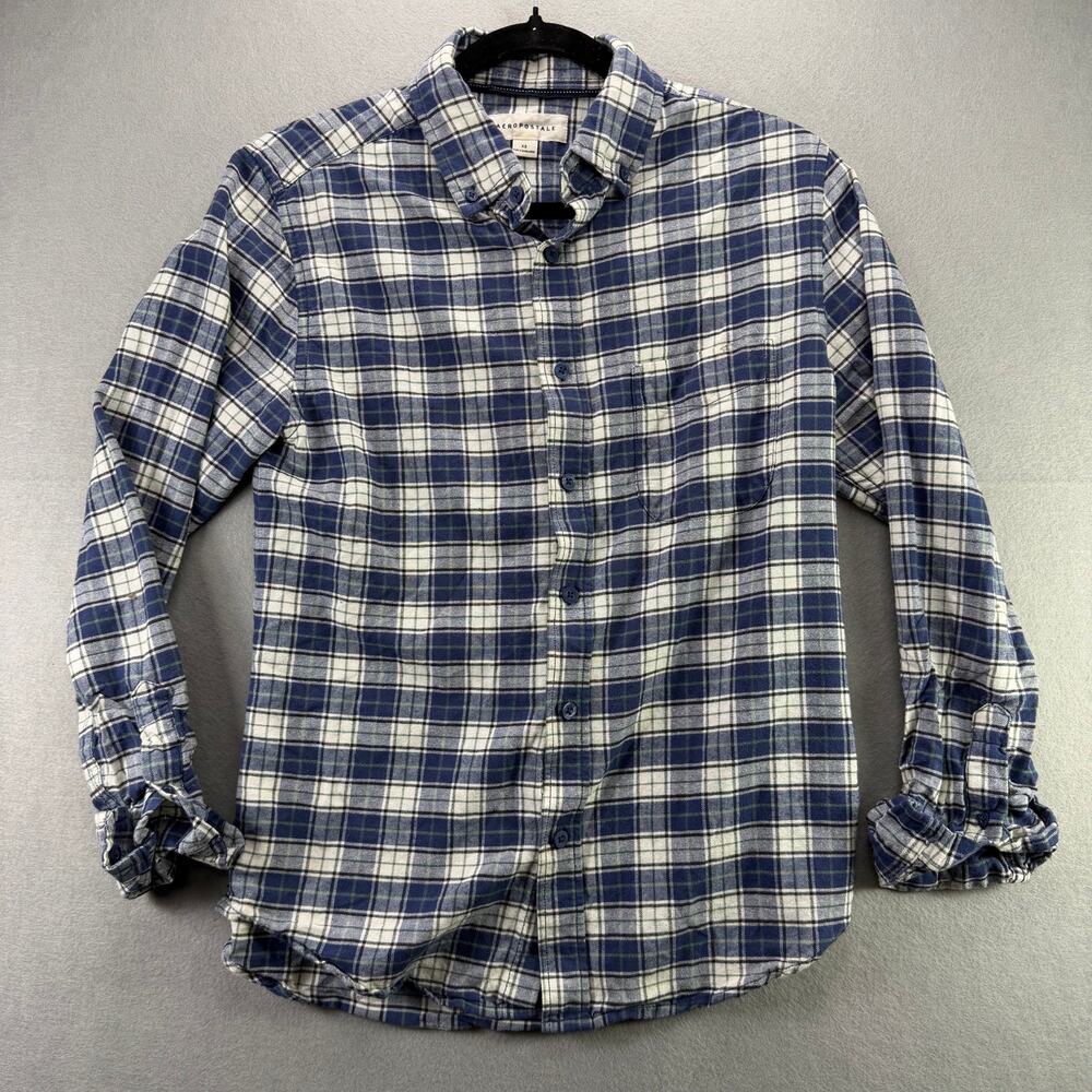 Aeropostale Men’s Plaid Shirt – Blue / White – Size XS